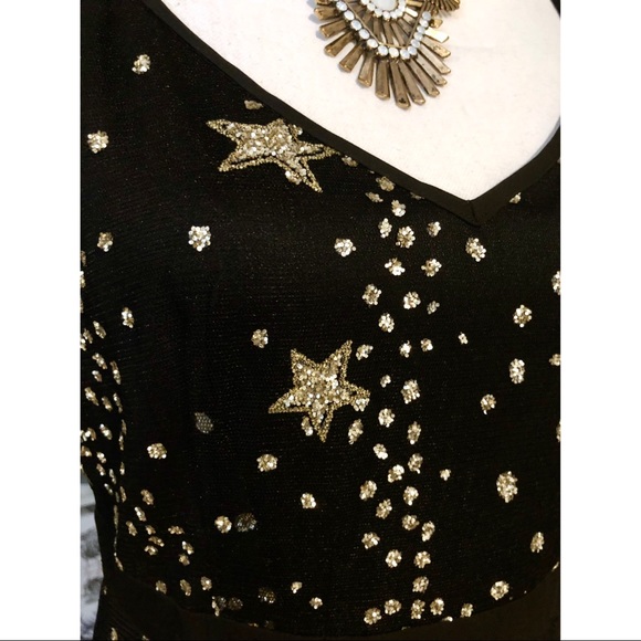 NWT Black and Gold Gown Dress with Glitter Stars ✨ - Picture 2 of 3